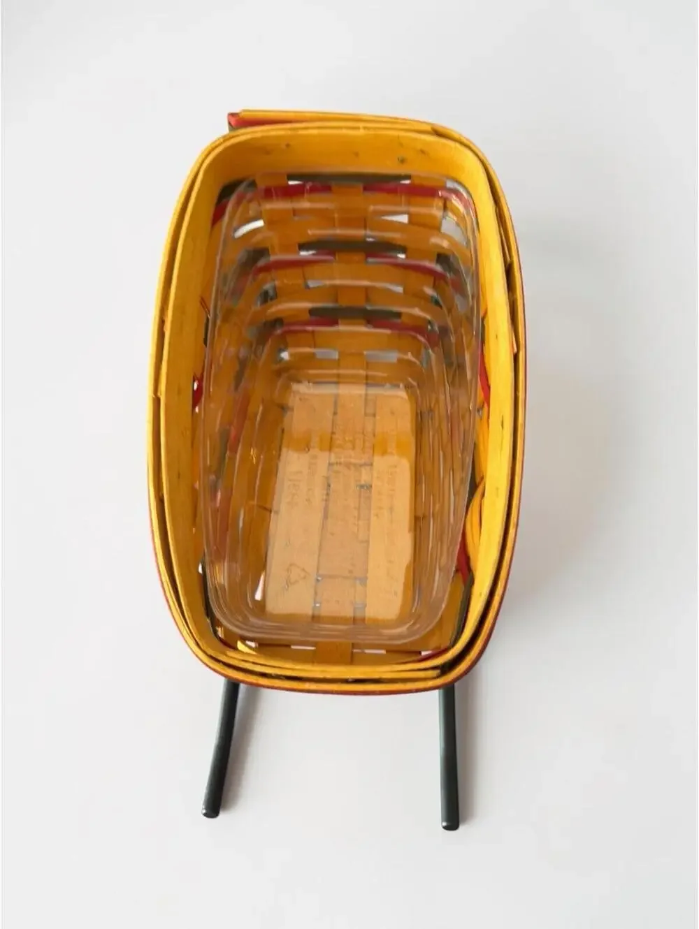 1998 Longaberger Sleigh Basket with Liner w/ Iron Stand